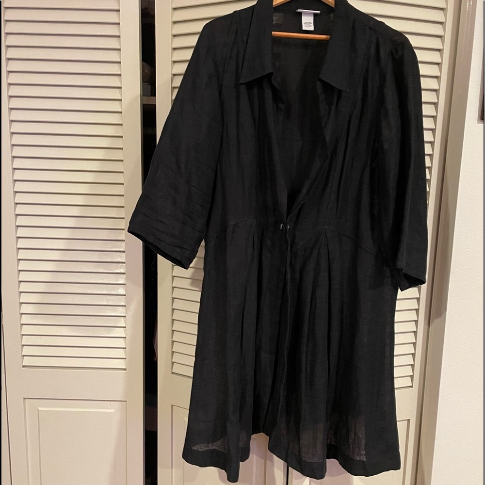 Soft Surrounding Black 100% Linen Jacket. Plus size 1x.